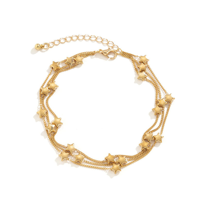 European and american cross-border minimalist star glitter versatile anklet foot jewelry - creative & unique stackable metal star anklet