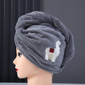 New arrival dry hair cap for women, water-absorbent, quick-drying, cute alpaca thickened shower cap, hair wiping, logo printed, dry hair towel wholesale