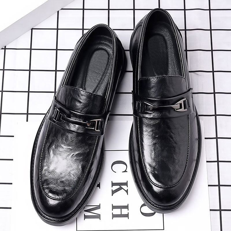 Leather shoes men's business formal wear casualmen live broadcast springnew arrival british work cross-border large size slip-on leather shoes