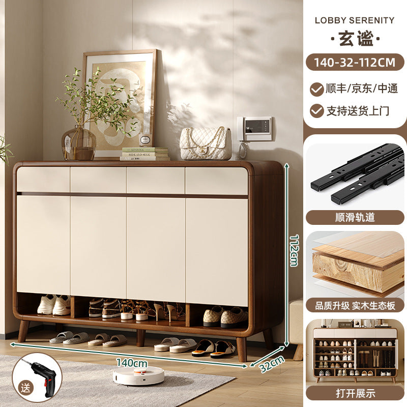 Shoe cabinet household entrance home storage integrated against the wall indoor entrance corridor corridor 2025 explosion solid wood shoe rack