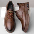 2026 spring/autumn new men's handmade casual leather shoes - vintage work boots style, wide toe, durable lace-up leather shoes for men