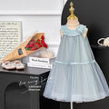 Girls' dress  summer korean style chic princess dress floral sleeveless mesh dress