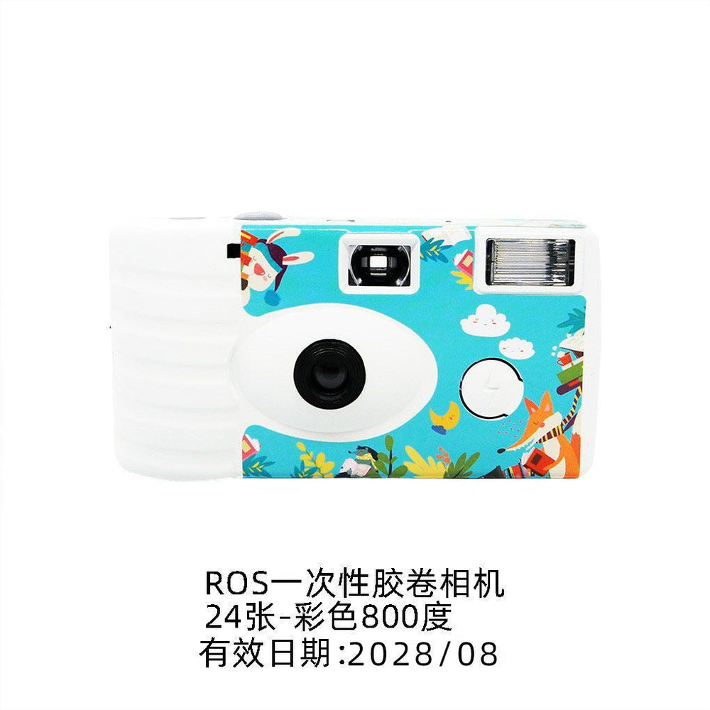 Ros disposable camera - point and shoot, color & b&w, retro film, flash, 24 shots, color film