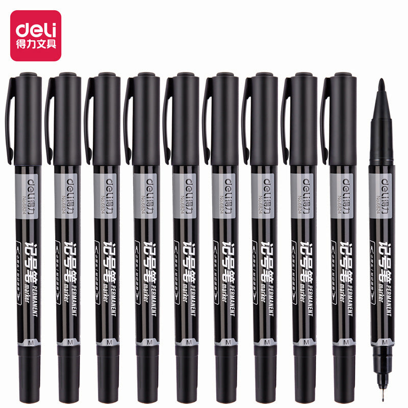 Deli 12 pcs double-ended marker, rough oil pen, thin hook pen, CD disc pen, express pen, mark pen wholesale