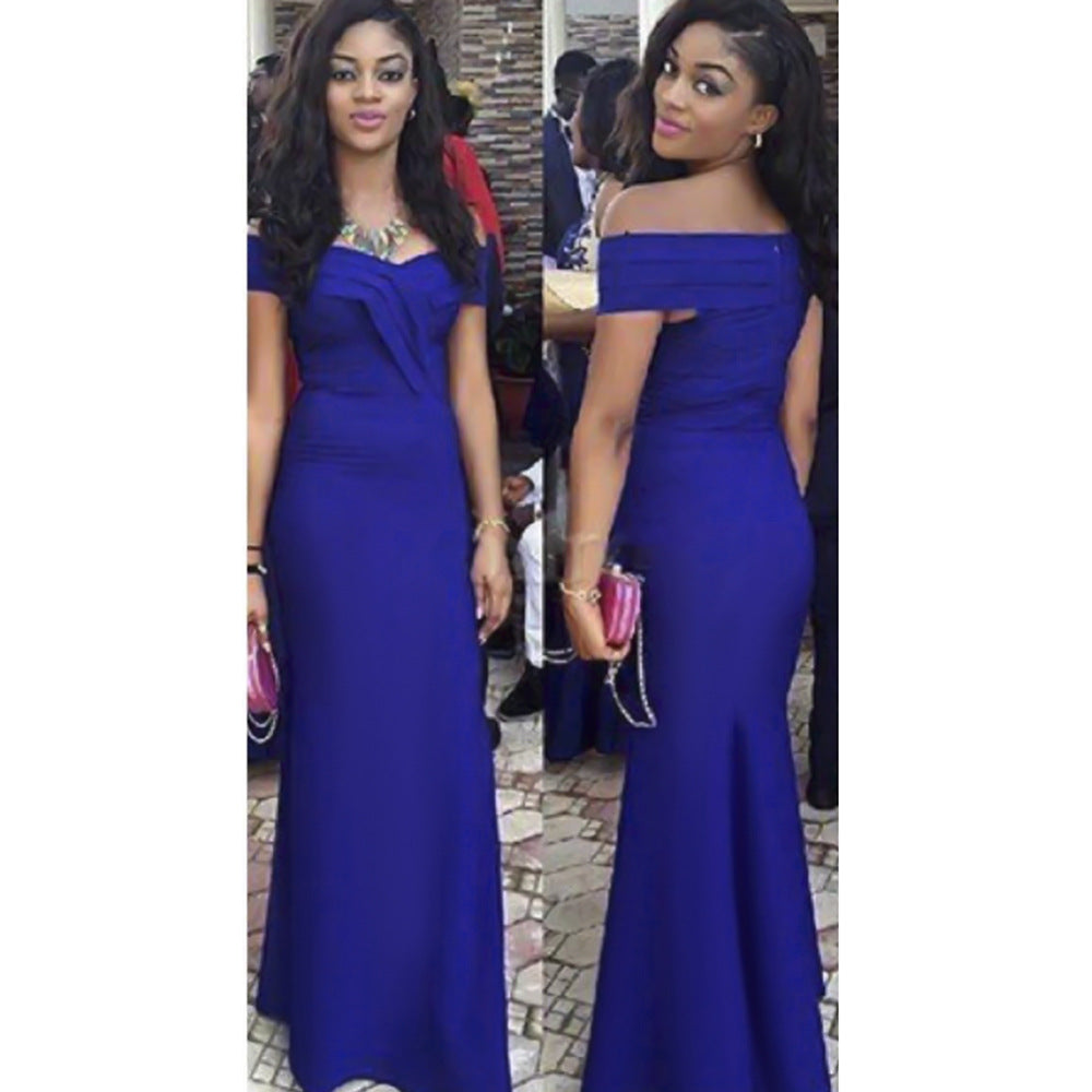 winter new arrival: women's v-neck off-the-shoulder hostess dress, long maxi dress - african style,  dropshipping available