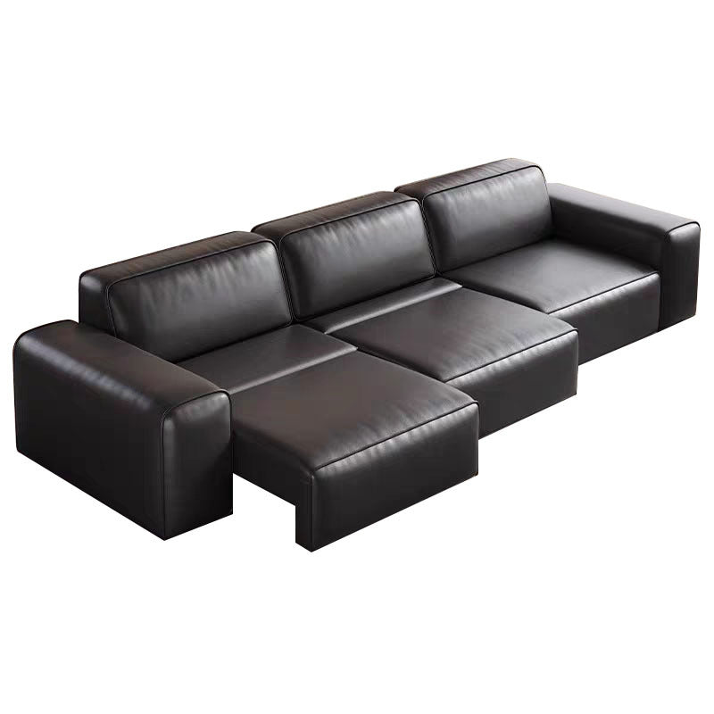Shi zeng feitian big black cow telescopic dual-purpose variable bedside layer cowhide living room tofu block color electric functional sofa