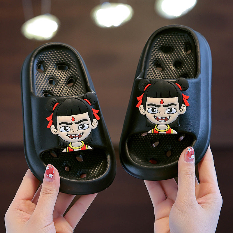 Slippers kidsbath bathroom slippers summer boys and girls cut out leaky non-smelly feet indoor for home soft bottom sandals