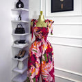 European and american cross-border women's summer  new sleeveless bow-tie bandeau waist-cinching long printed jumpsuit