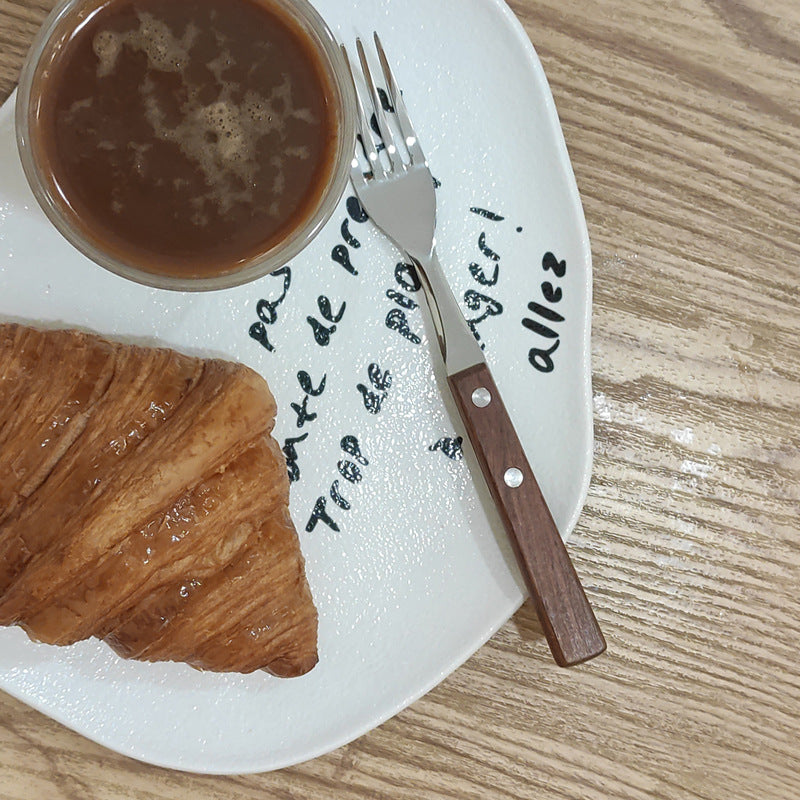 Stylishasymmetrical ceramic tray restaurant hotel casual style food plate high-looking breakfast plate photo props