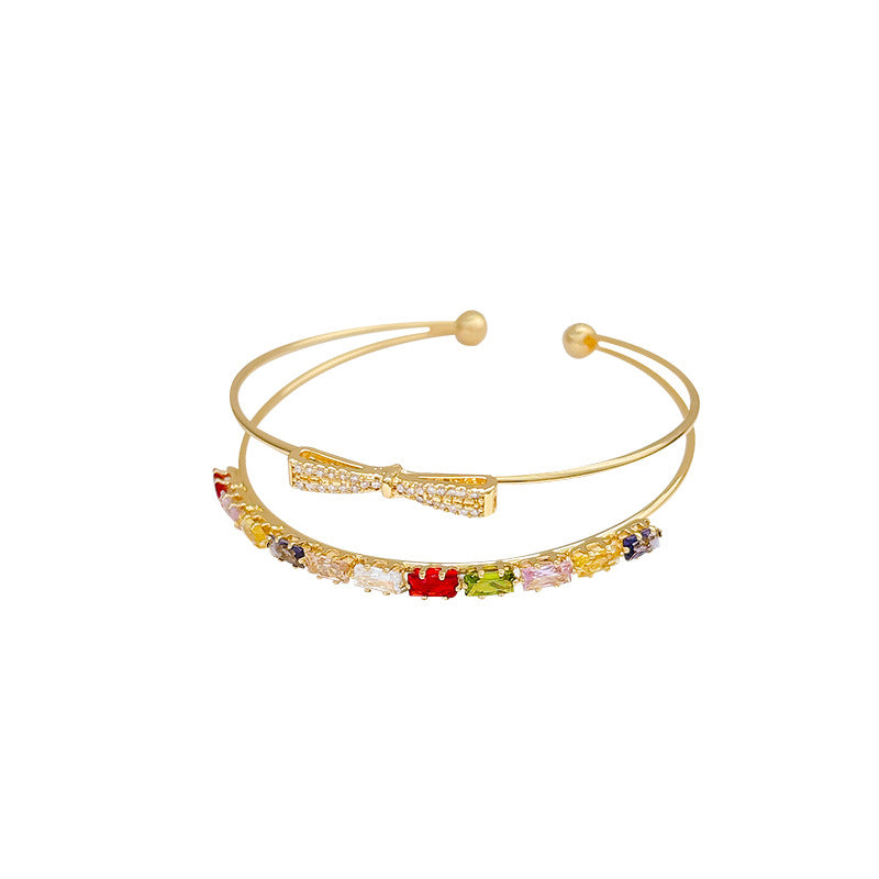 Super fairy micro-embedded zircon bows bracelet for women classy sense of accessible luxury crystal bracelet best selling exquisite pull-out hand jewelry