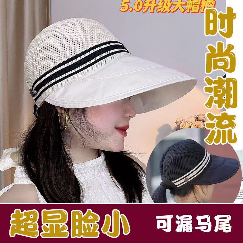 New summer sunscreen ultraviolet fisherman hat hollow breathable large brim sun hat Korean version outdoor cap