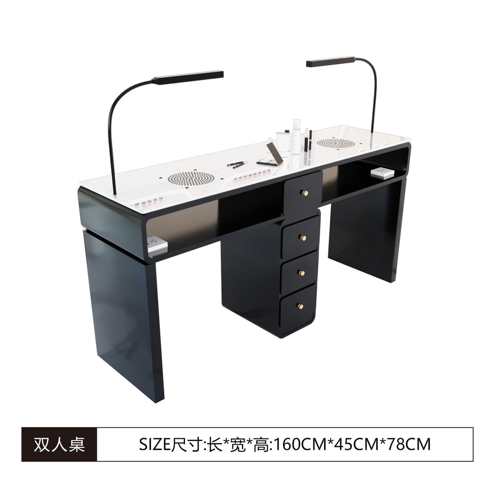 New arrival marble widened 45 porcelain surface manicure table and chair suit economical single and double multi-functional odor-free carbon steel paint