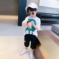 Boys' summer short-sleeve t-shirt  new collection: boys' summer outfit set for mid-to-large children, boys' summer clothing, kids' tops