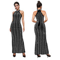C7140 cross-border   fashion women's halter neck elegant maxi dress rhinestone slim fit dress