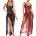Suspender long skirt sexy intimates fashionplus sizesexylace pajamas cross-border floor-length skirt side slit see-through mesh