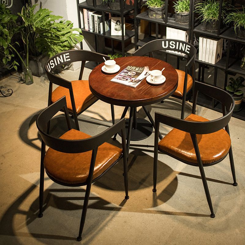 Milk tea shop table and chair combination, cafe/bar dining table and chairs, lounge bar negotiation small round table, reception solid wood balcony dining table