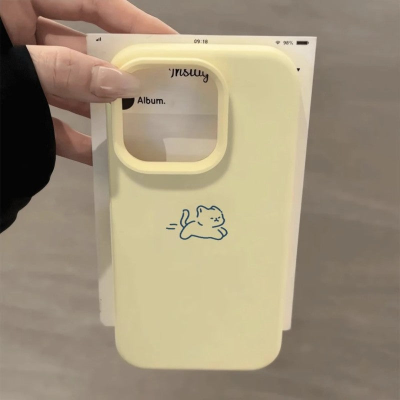 Cute simple drawing kitten suitable for iphone17promax korean style gentle style apple 16 mobile phone protective case