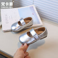 Vancahao fashionable and stylish girls' british-inspired leather shoes, new autumn  korean style soft-soled flats for children