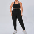 European and american plus size women's activewear set - barely there, high-stretch, breathable yoga outfit two-piece cross-border fitness set