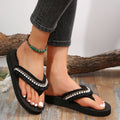 2024 summer new lace pearl flip-flops women's outdoor casual beach flat thick sole plus size slippers
