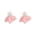 Spring floral chiffon mesh blue flower earrings - ethereal, sweet, and dopamine-boosting studs for women