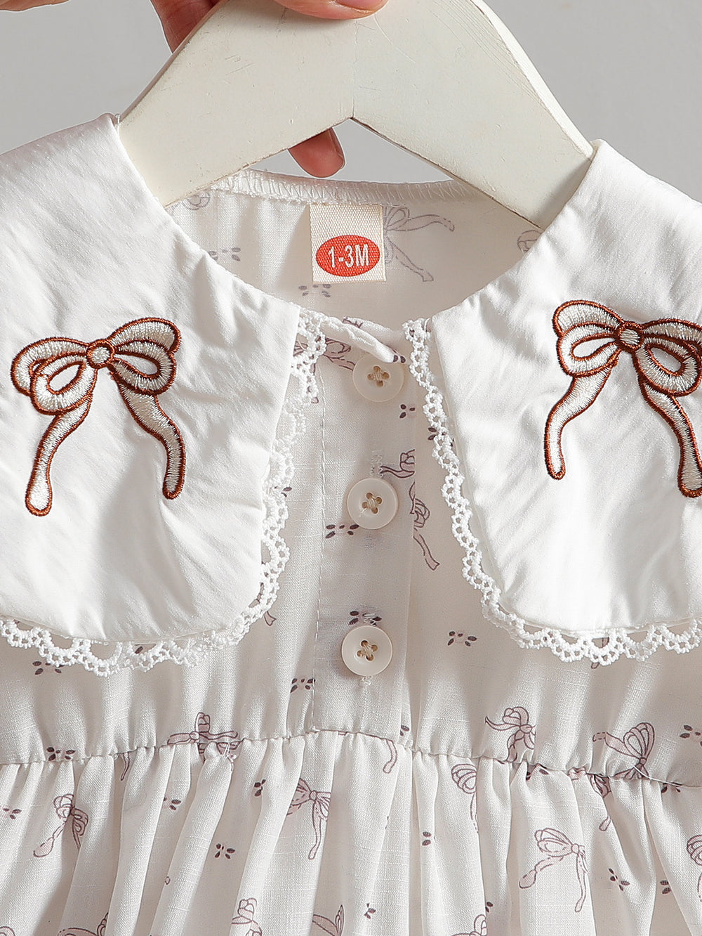 cross-border exclusive: sweet bow embroidered baby romper - triangle bodysuit/hoodie