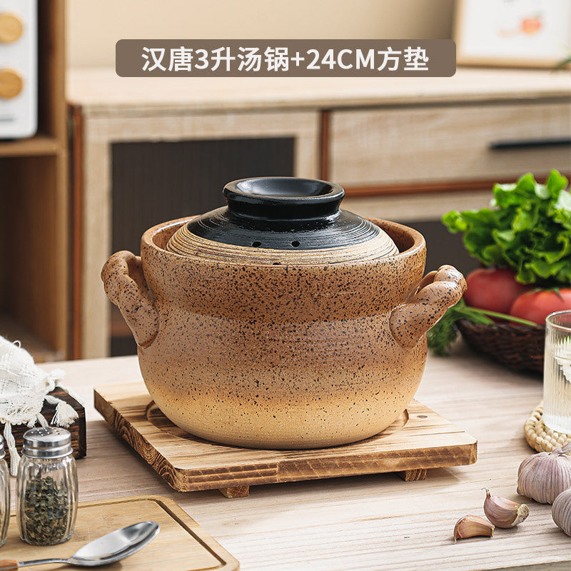 陶土砂锅炖锅家用耐高温燃气灶专用煲汤炖汤商用复古沙锅干烧不裂