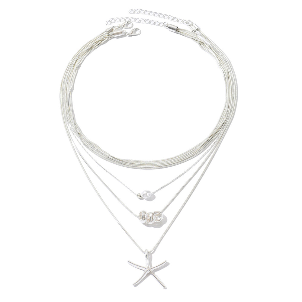 Starfish multi-layer necklace wholesale european and american cross-border cool jewelry women's versatile retro niche necklace necklace accessories