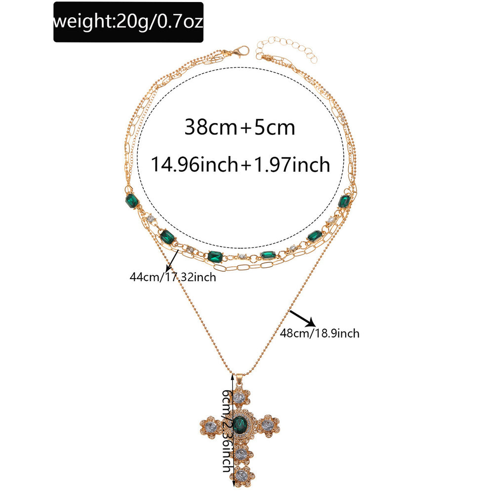 Wholesale diamond-studded cross necklace - european & american style, vintage-inspired, niche design, light luxury, high-end layering accessory, women's choker