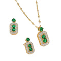 Titanium steel necklace women's long emerald gemstone pendant earrings classy light luxury cross-border clavicle chain jewelry wholesale