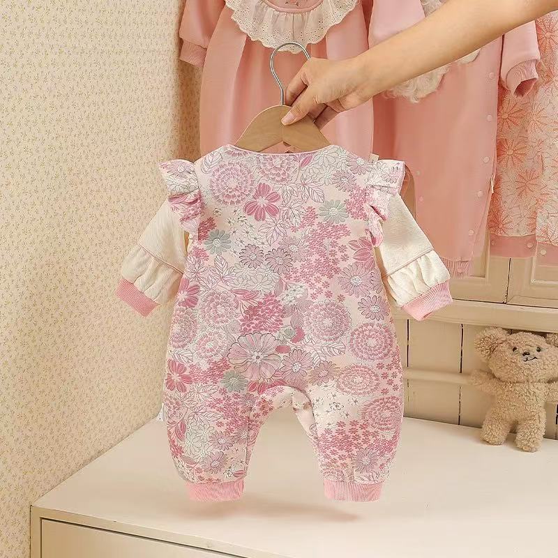 Baby newborn onesie clothes spring & fall romper baby 100-day double layer full month first birthday chinese style dress national style