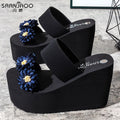 New summer fashion versatile slides - non-slip thick sole 2025 floral beach sandals for women - perfect for outdoor wear in autumn