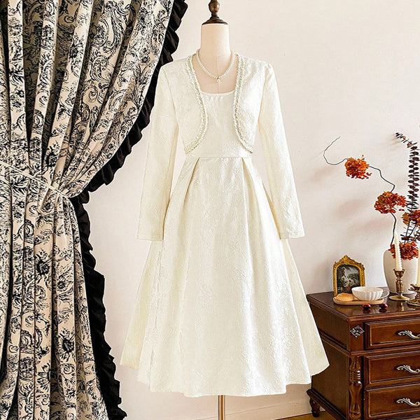 Ruihu European and American temperament elegant wind small coat vest dress set 2025 autumn   skirt set