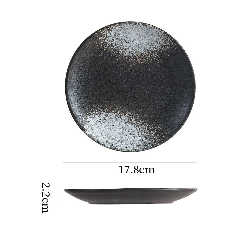 Japanese-style ceramic dinner plates - shallow plates, flat plates, western dinnerware, high-end hotel tableware, steak plates, retro & stylish serving dishes