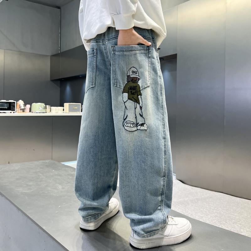 Boys' denim jeans - spring/autumn collection,  new arrivals. kids' pants for mid-to-large children, spring loose fit straight leg trendy jeans