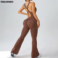 European and american cross-border new leopard print polka dot seamless one-piece yoga suit women's fitness activewear casual outerwear
