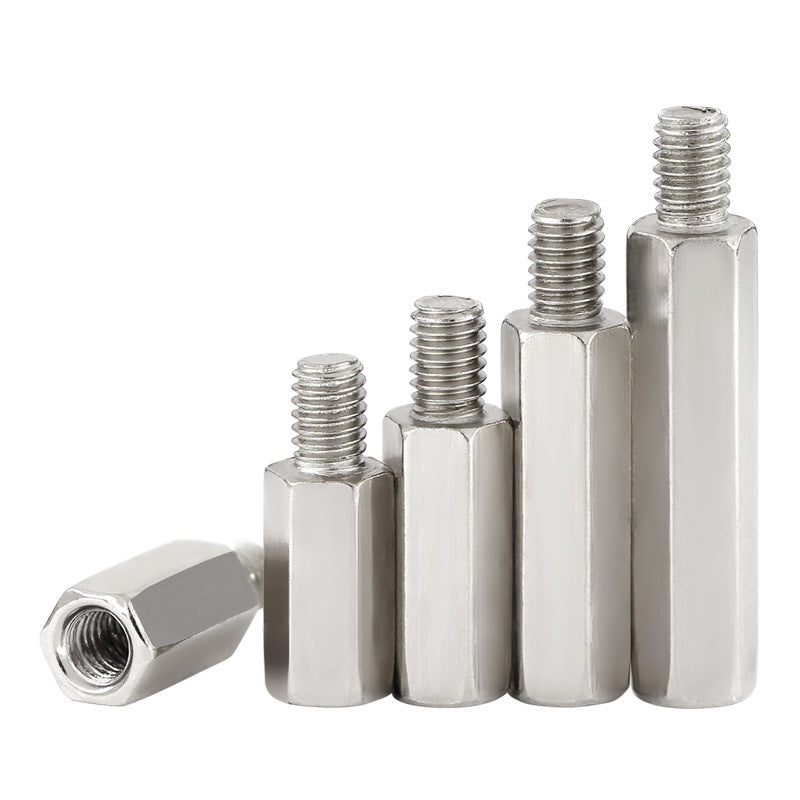 Customized processing, stainless steel hexagonal column nickel-plated single head hexagonal iron stud, imperial double-pass chassis isolation column