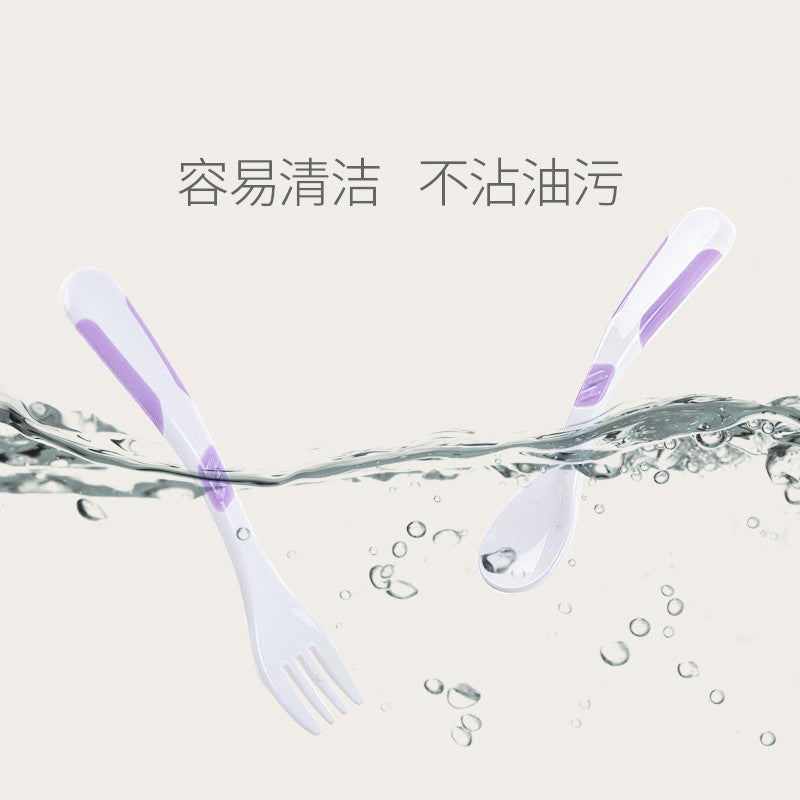 Manufacturer baby spoon baby spoon and fork combination newborn learning to eat kids feeding water food tableware oem export