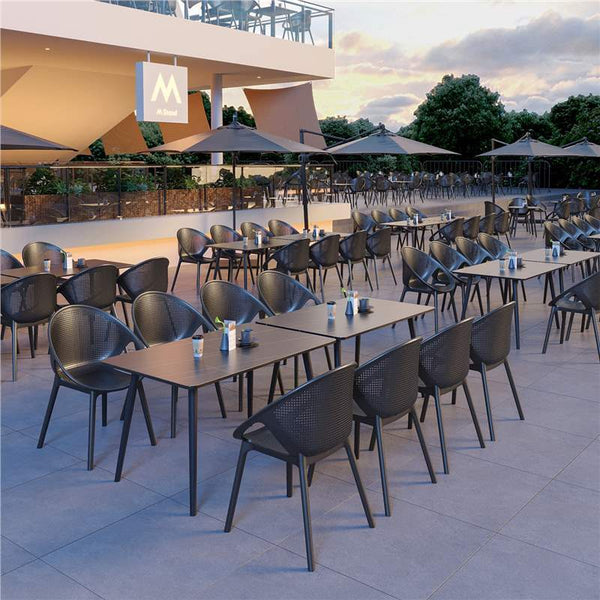 Outdoor table and chair combination milk tea shop dining table courtyard open-air terrace balcony outdoor black simple table