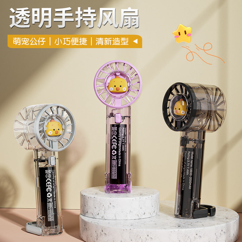 2026 new cross-border transparent handheld fan - mini outdoor portable turbine fan with carabiner clip - student fan