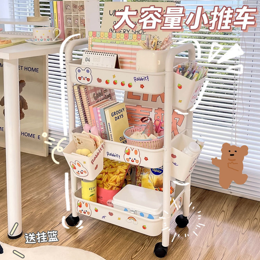 Mobile cart storage rack - multi-tier organizer for kitchen, bedroom, snacks, vegetables, bathroom, and toilet