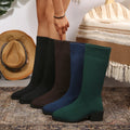 Exportplus sizefashion slim boots women's mid heel short boots knittingspring & fallsingle boots pointed thick heel women's flats