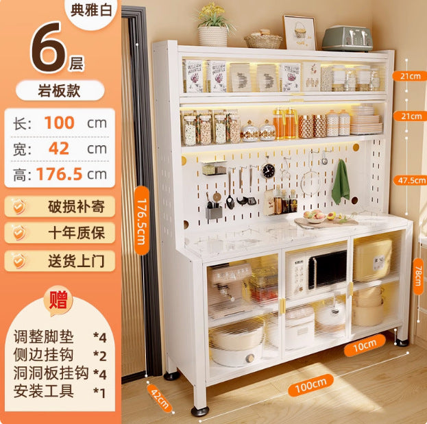Kitchen storage cabinet thickened dustproof sideboard floor-standing multi-layer microwave oven storage cabinet cupboard with door cupboard