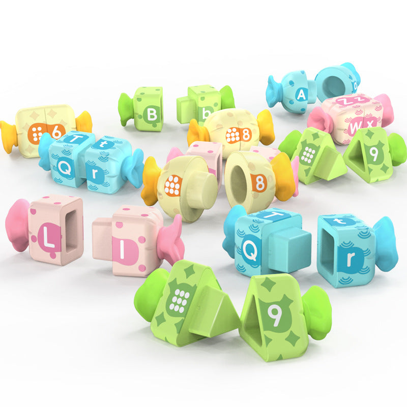 Cross-border early education educational candy pairing toy baby gnawing tooth glue thinking logic training digital shape English