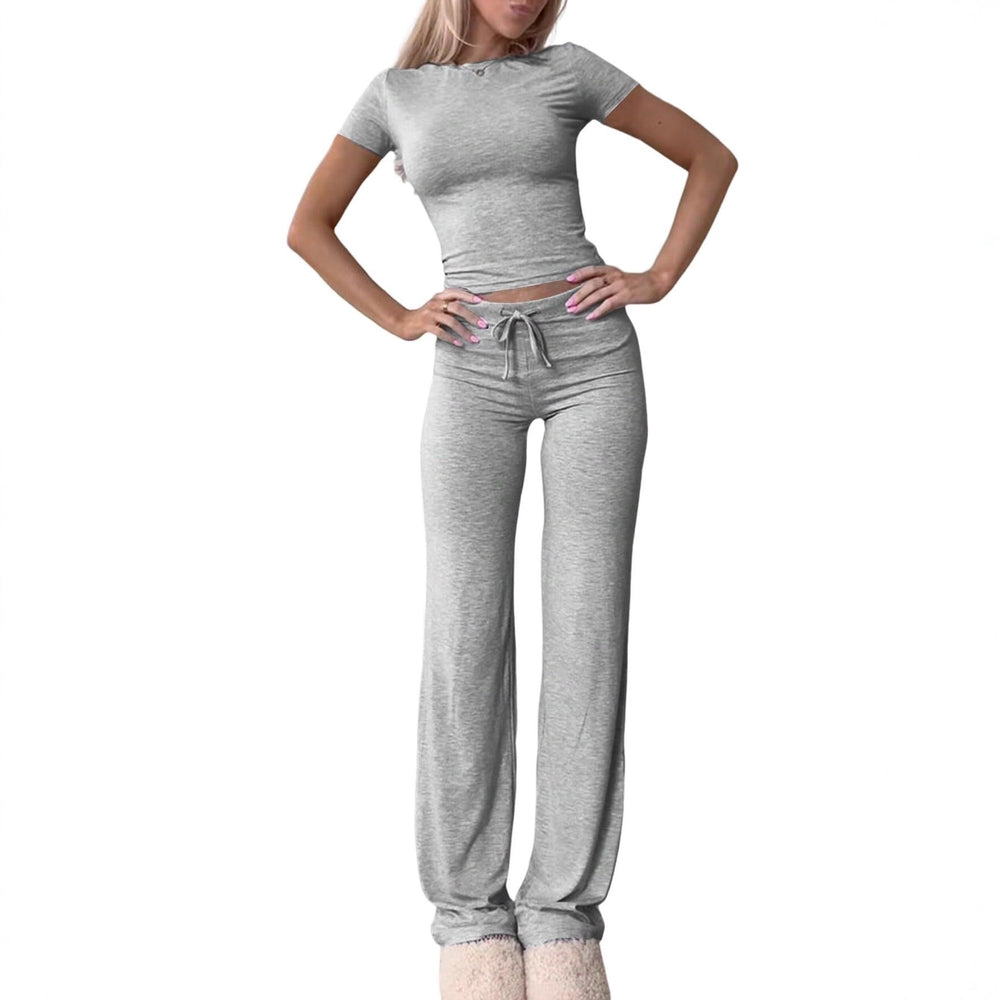2025 amazon fashion cross-border new casual suit short sleeve tops pants home clothes sportswear yoga clothes