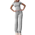 2025 amazon fashion cross-border new casual suit short sleeve tops pants home clothes sportswear yoga clothes