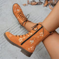 export plus size  autumn/winter new mid-calf boots for women - european and american embroidered plus size western cowboy boots