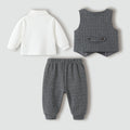 Boyssuit autumn clothing new arrival baby first birthday dress gray stripes suit vest catch zhou gentleman suit