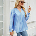 European and american cross-border women's spring/summer new arrivals:  &  v-neck button-down faux denim long-sleeve shirt top