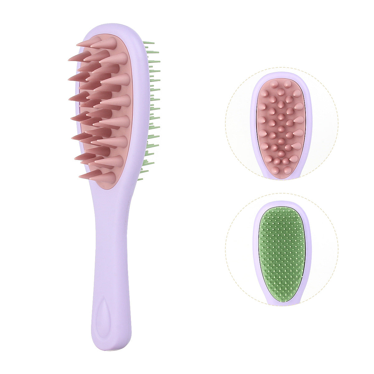 Cross-border long handle double tooth shampoo brush silicone handle shampoo comb rubbing bath massage shampoo comb scalp cleaning